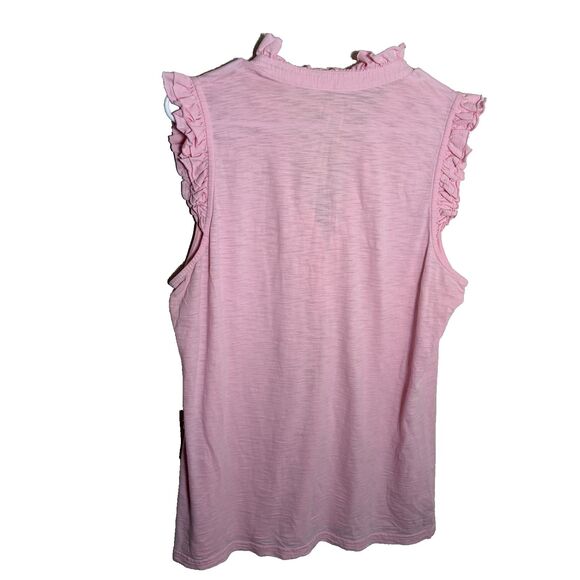 Lilly Pulitzer Tank Top Women's XL V-Neck Ruffle Sheer Casual Lightweight - Picture 2 of 7